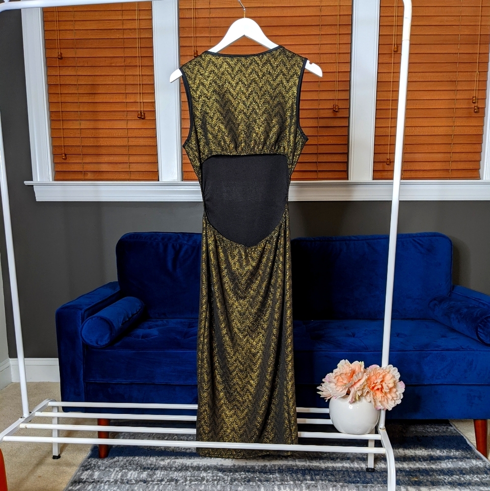 Madras open back midi dress